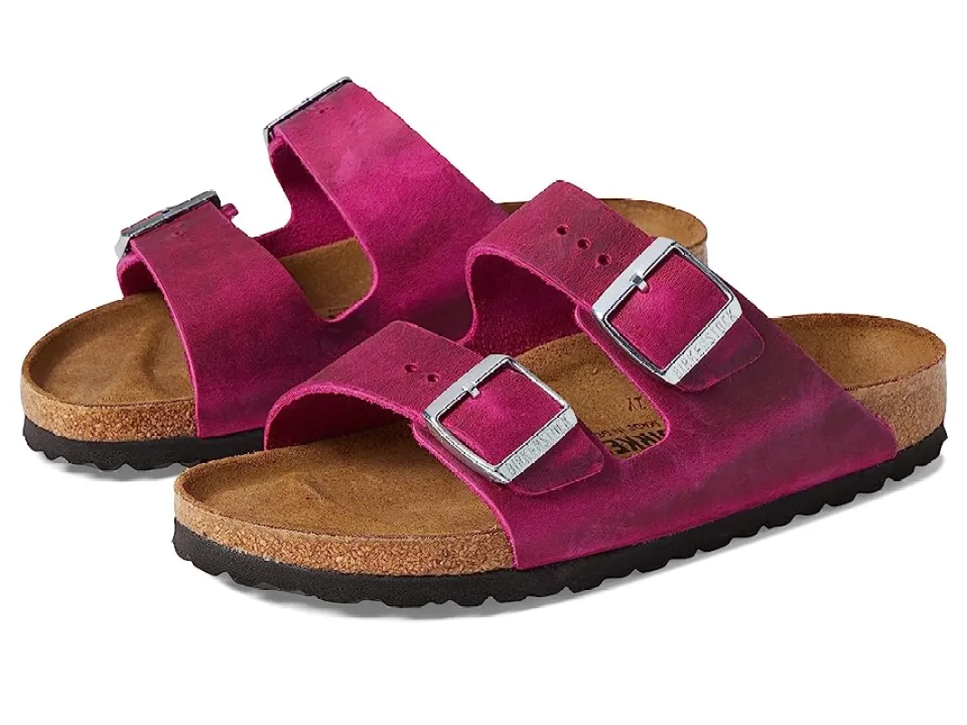 Birkenstock Arizona Oiled Leather Slide Sandals made by Birkenstock