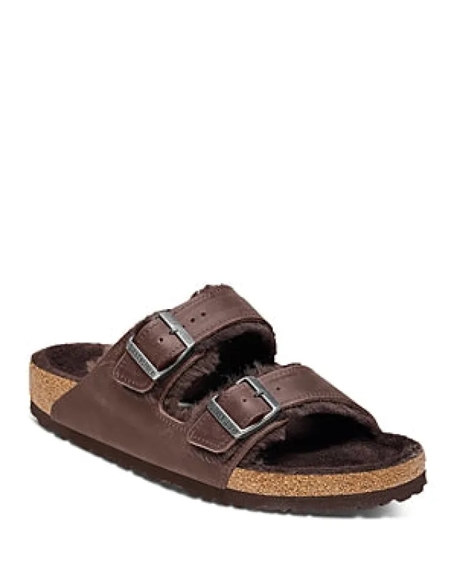 Birkenstock Arizona Shearling Waxy Leather Oiled Sandals Regular made by Birkenstock