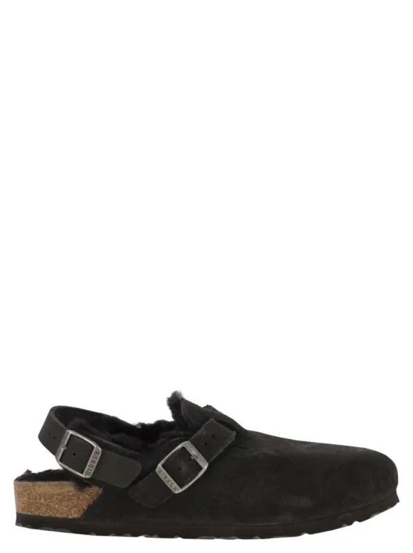Birkenstock Tokio Inside Shearling Suede Leather Clogs Narrow made by Birkenstock
