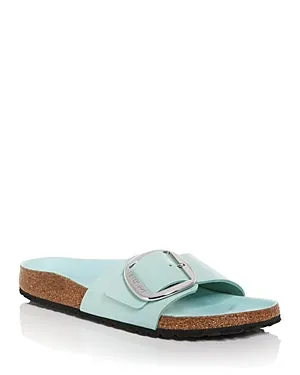 Birkenstock Madrid Big Buckle Natural Leather Patent High-Shine Surf sold by Zulily