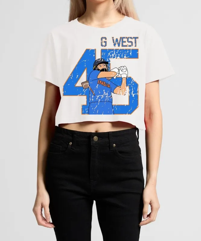 G West Women Cricket India King-45 Crop T-Shirt made by G West