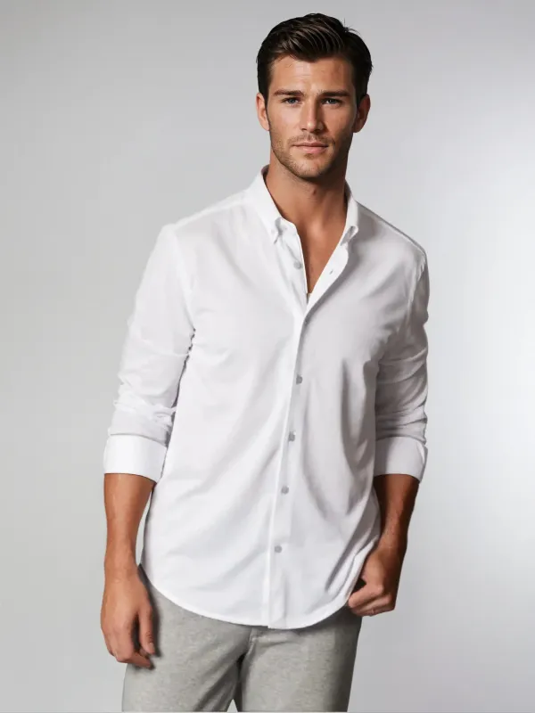 Classic White Long Sleeve Button Down Tech Shirt made by Zulily