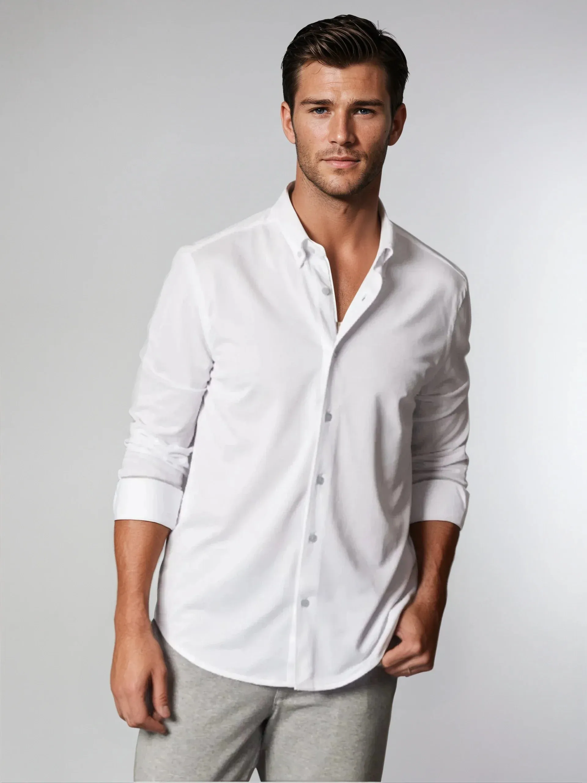 Classic White Long Sleeve Button Down Tech Shirt sold by Zulily