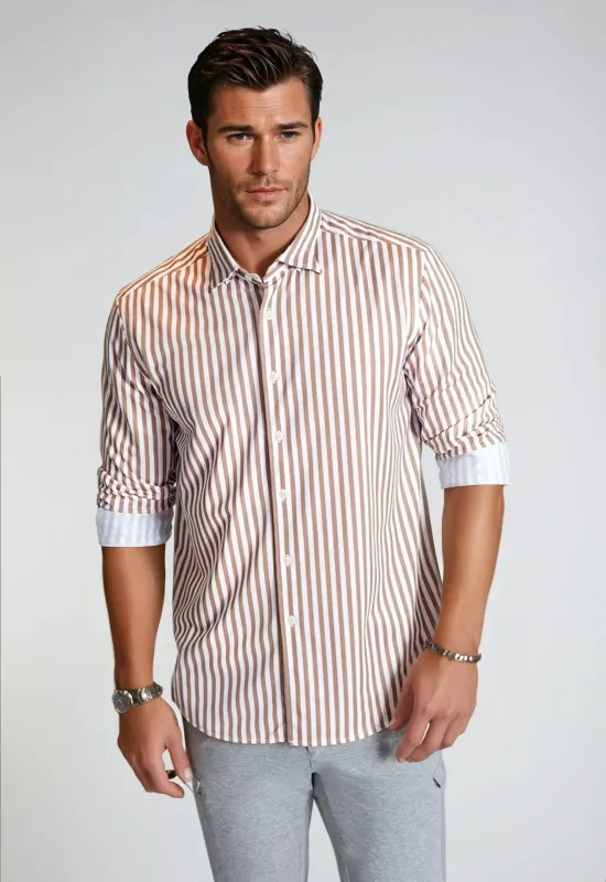 The Go Big Stripe Long Sleeve Tech Shirt - Espresso made by Zulily