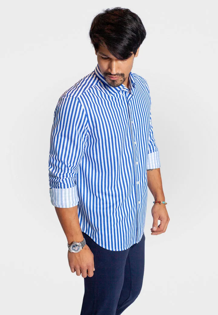 The Go Big Stripe Long Sleeve Tech Shirt - Royal Blue sold by Zulily product image thumbnail 3