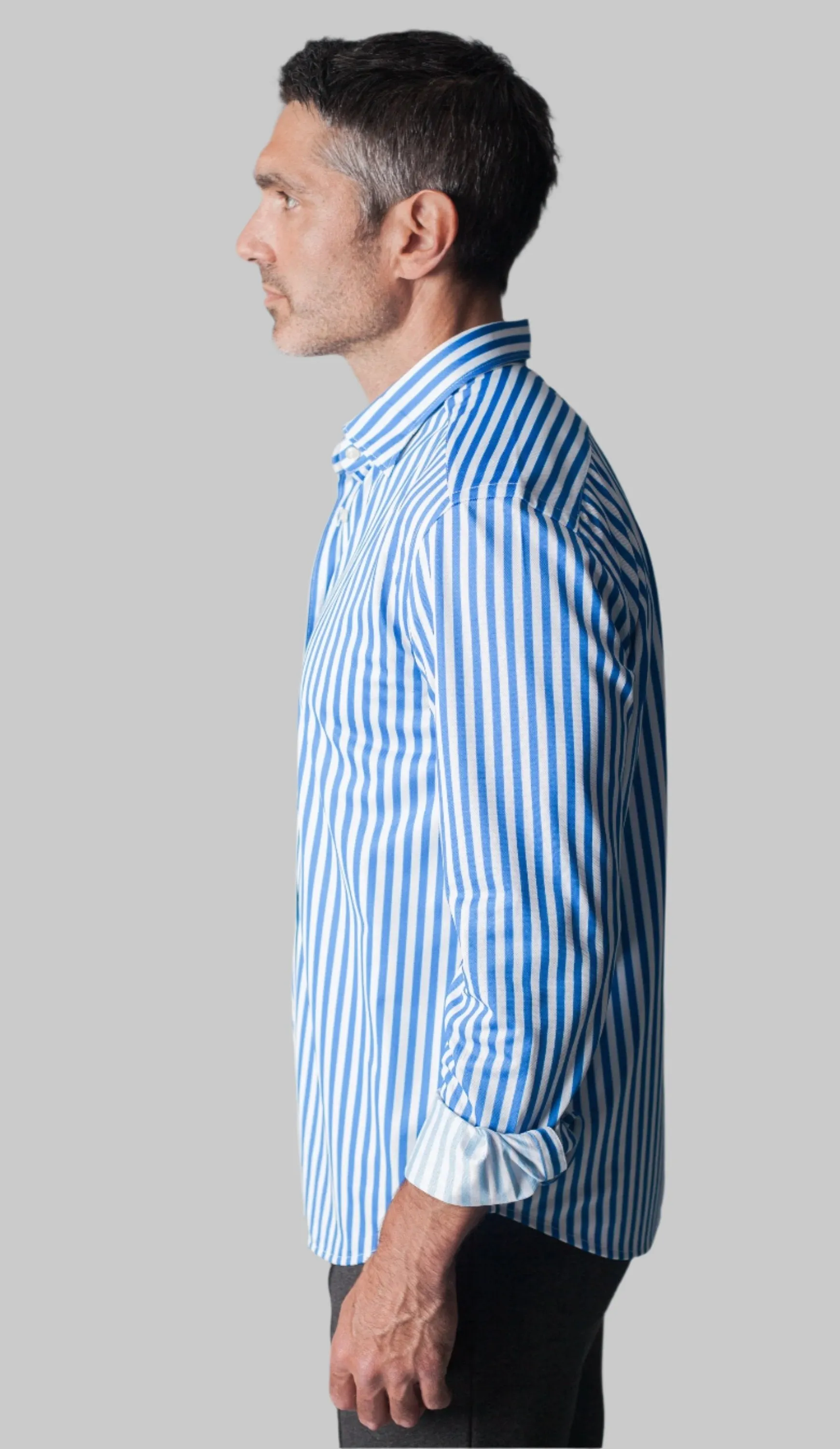 The Go Big Stripe Long Sleeve Tech Shirt - Royal Blue sold by Zulily product image thumbnail 5