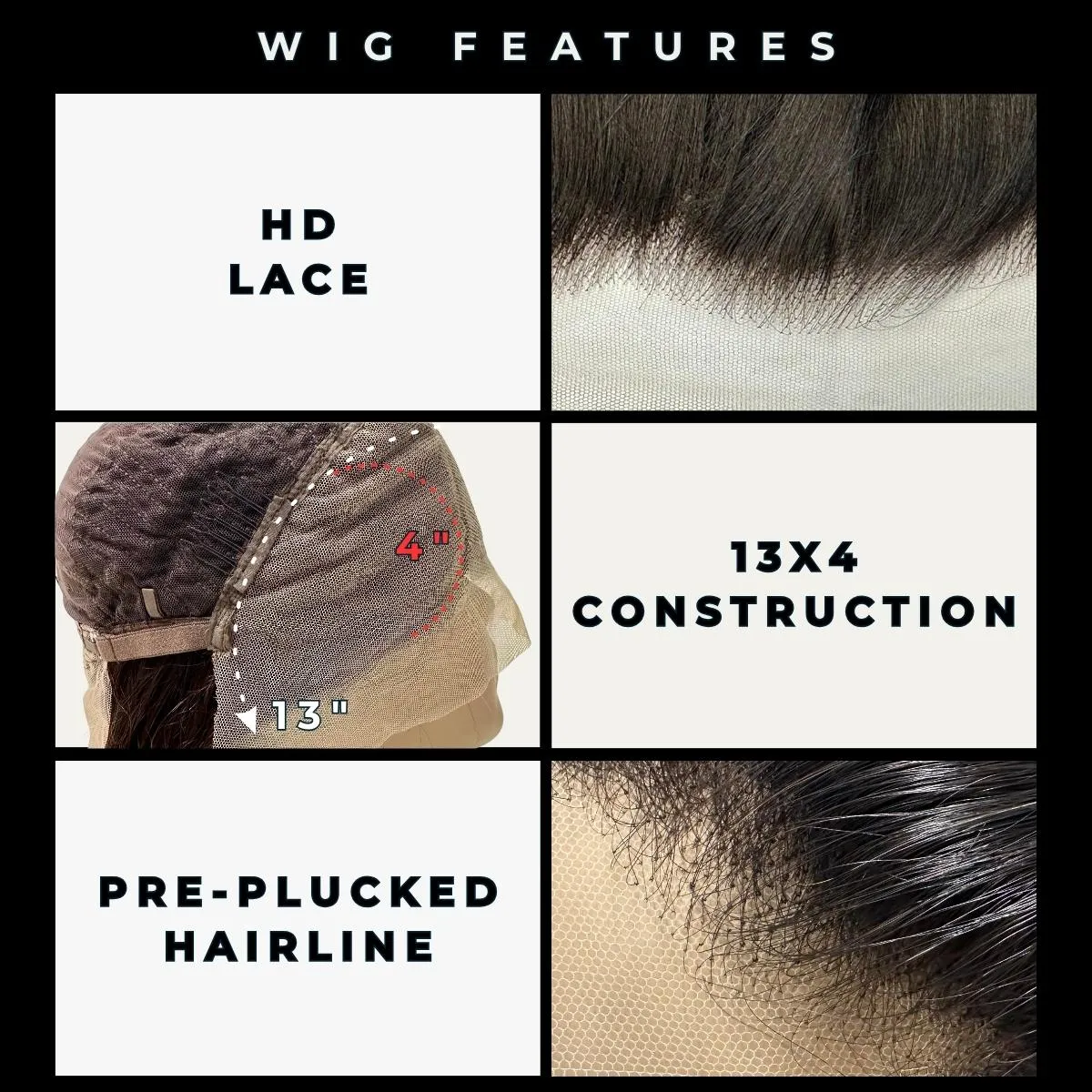 Straight 13x4 HD Lace Front Human Hair Wig sold by Zulily product image thumbnail 3