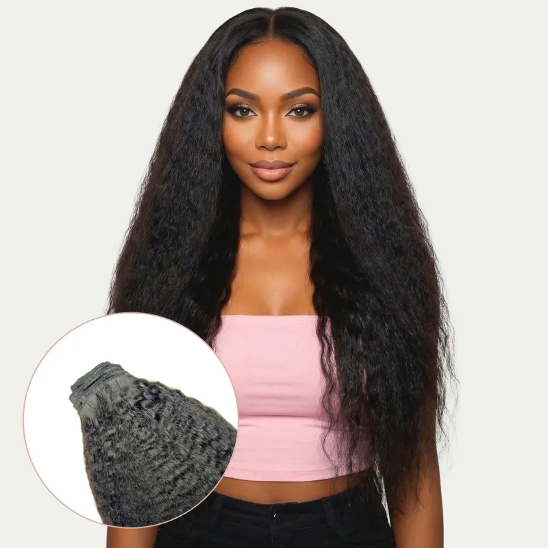 Kinky Straight Clip-In 100% Human Hair Extensions made by Private Label