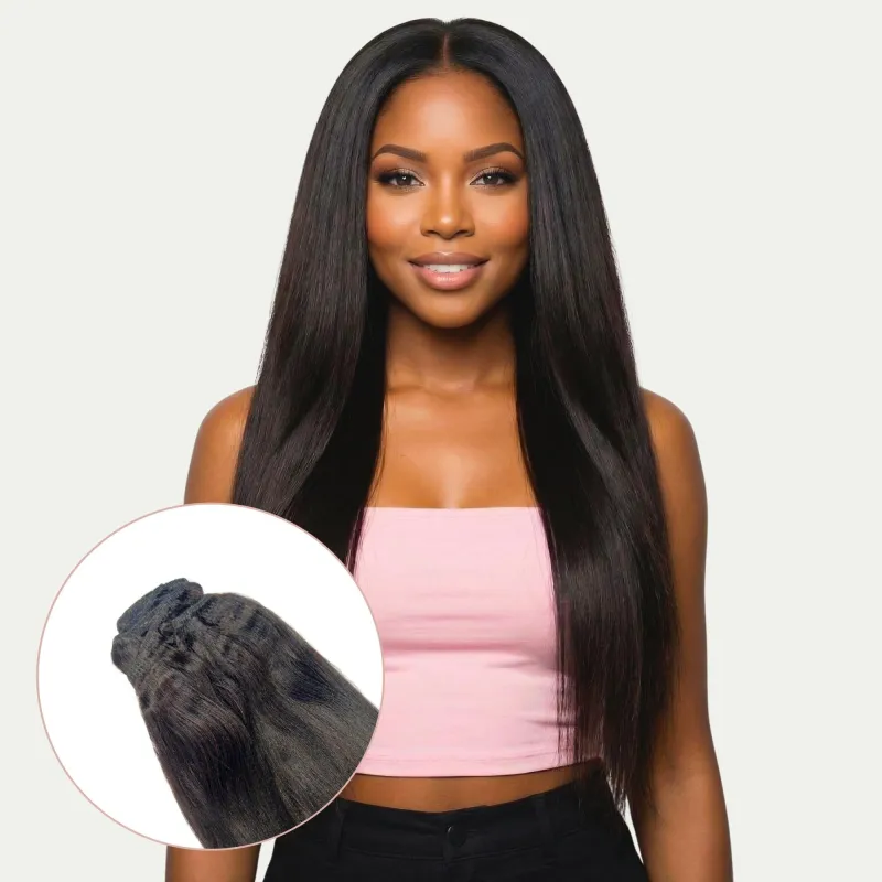 Yaki Straight Clip-In 100% Human Hair Extensions made by Private Label