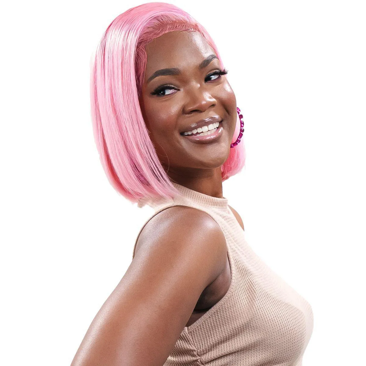 Cotton Candy 13x4 Transparent Lace Front 100% Human Hair Bob Wig sold by Zulily product image thumbnail 2