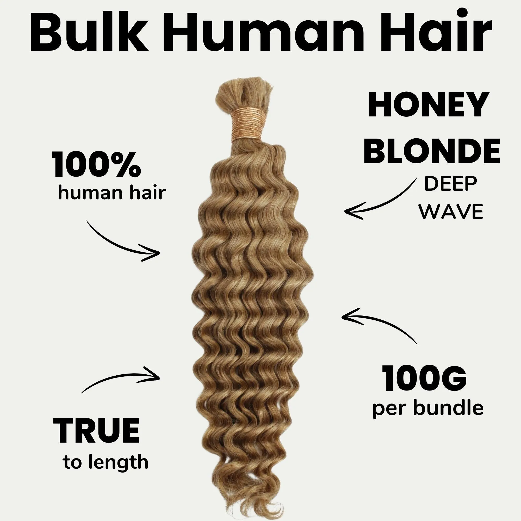 Honey Blonde Deep Wave 27 Bulk 100% Human Braiding Hair sold by Zulily product image thumbnail 2