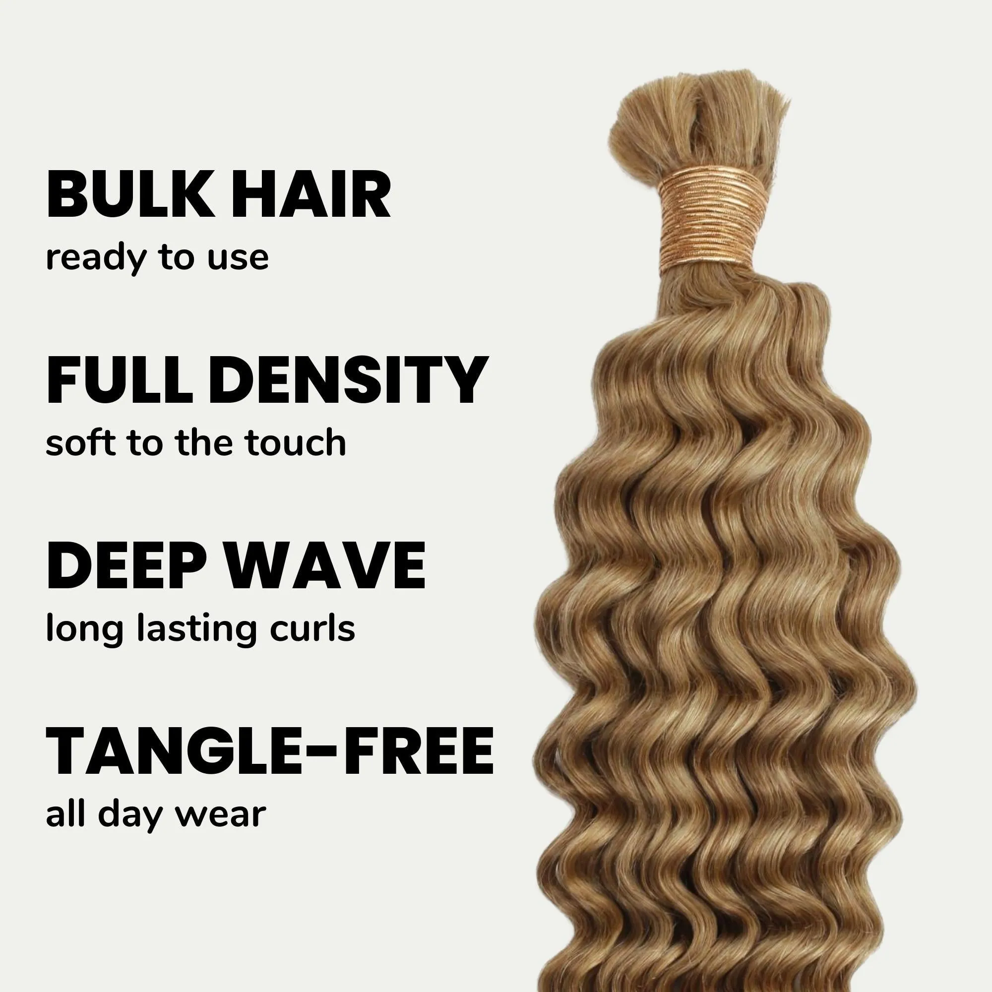 Honey Blonde Deep Wave 27 Bulk 100% Human Braiding Hair sold by Zulily product image thumbnail 3