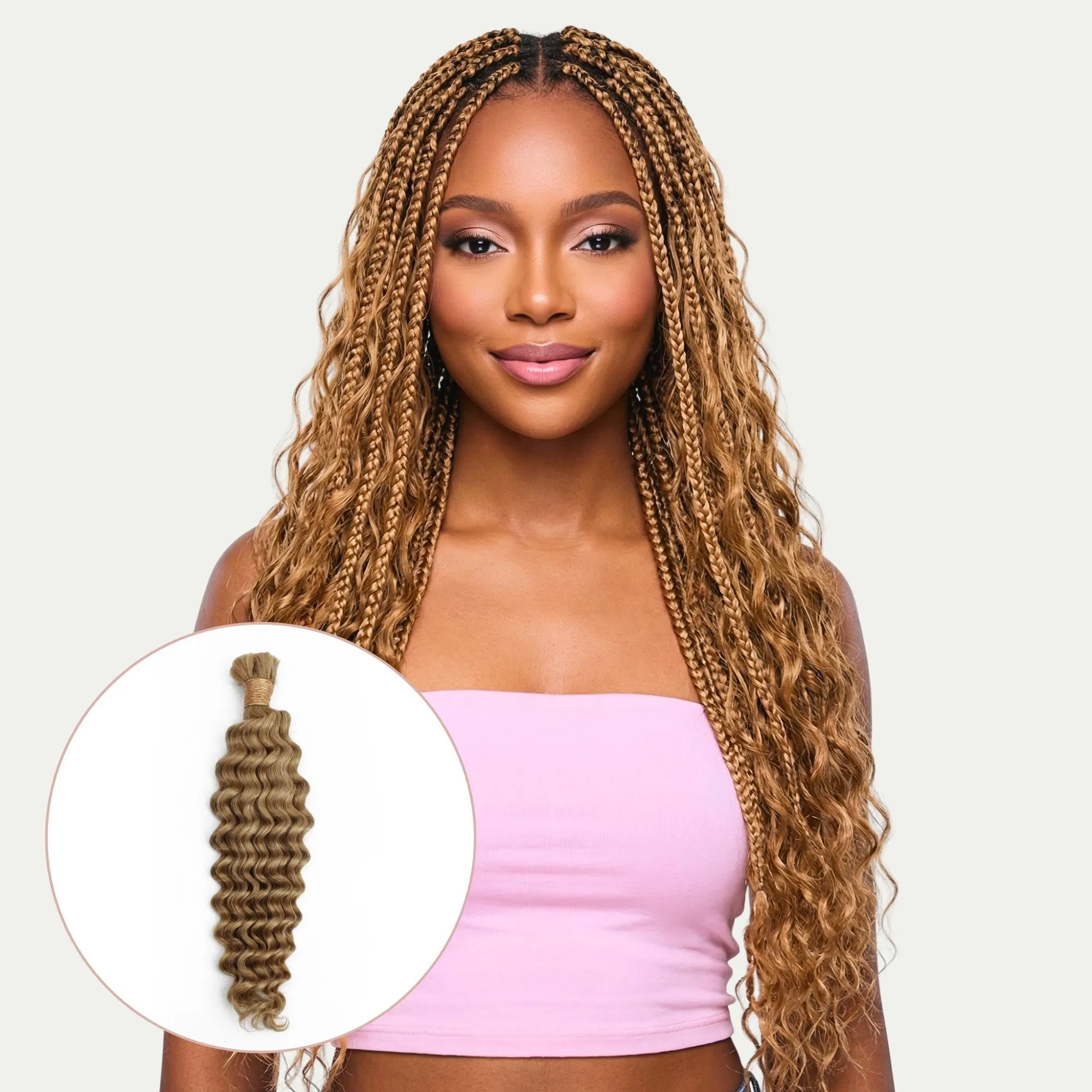 Honey Blonde Deep Wave 27 Bulk 100% Human Braiding Hair sold by Zulily