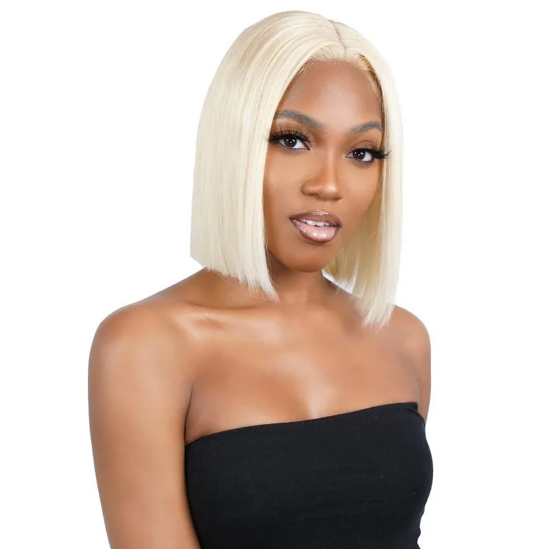 Blonde Straight 13x4 Transparent Lace 100% Human Hair Bob Wig made by Private Label