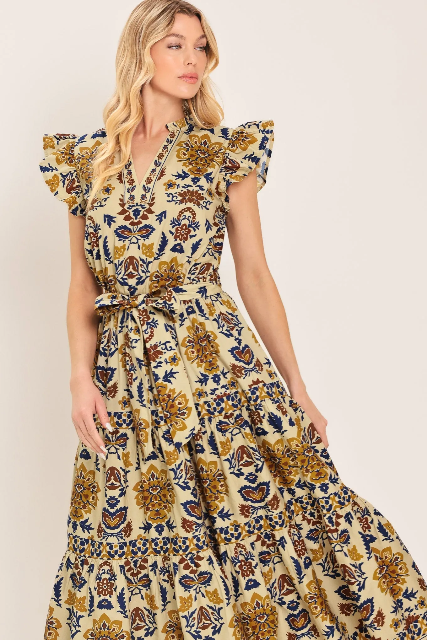 Golden Meadow Woven Midi Dress sold by Zulily product image thumbnail 4