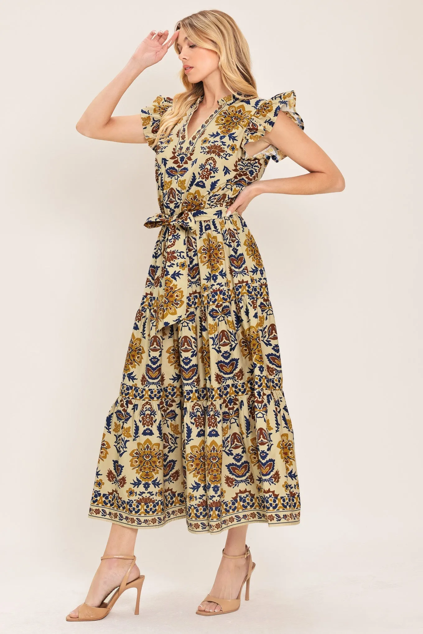Golden Meadow Woven Midi Dress sold by Zulily product image thumbnail 3