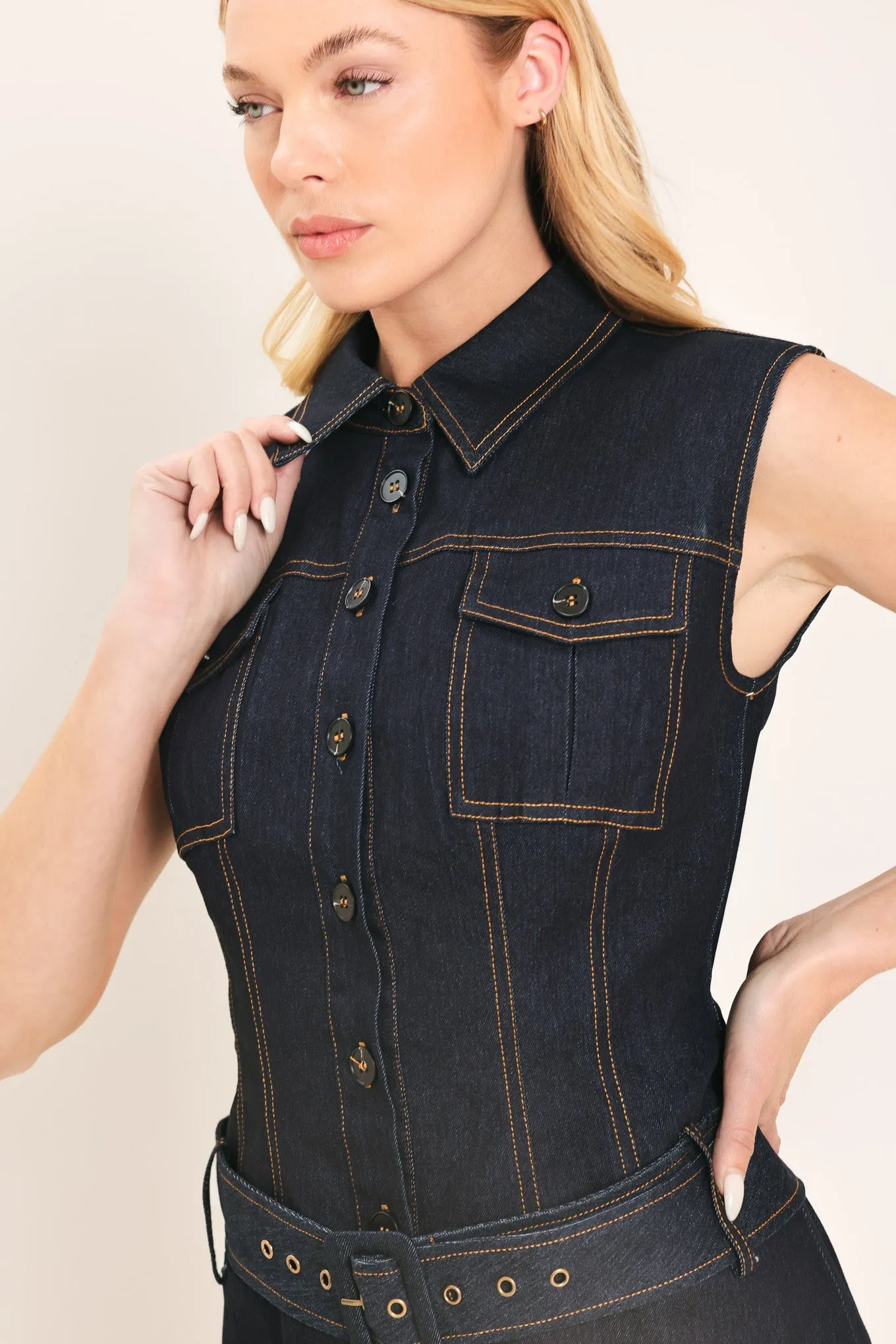 Denim Socialite Mini Dress sold by Zulily product image thumbnail 3