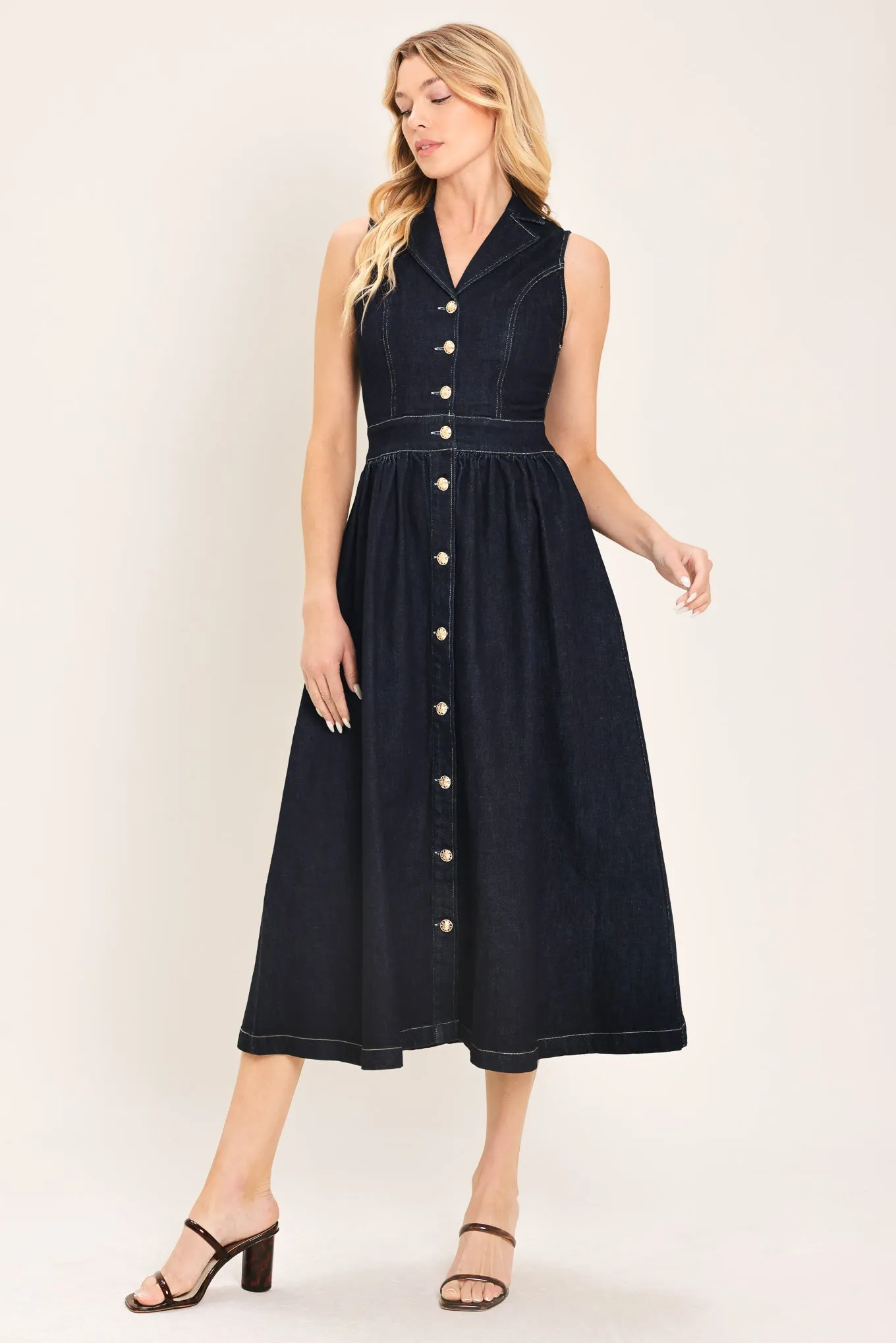 Indigo Charm Denim Midi Dress sold by Zulily product image thumbnail 3