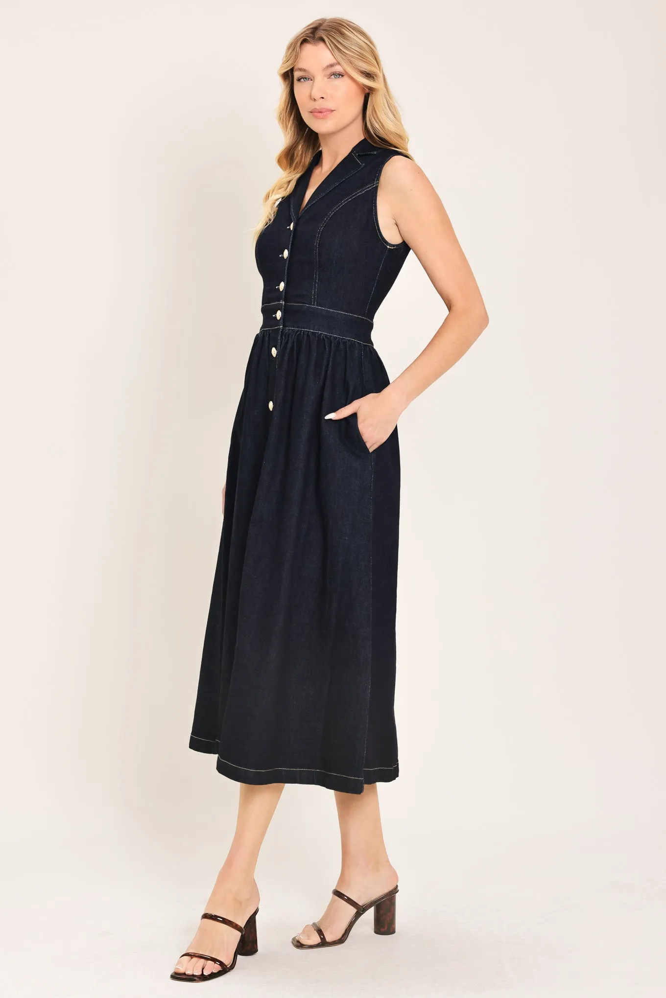 Indigo Charm Denim Midi Dress sold by Zulily product image thumbnail 5