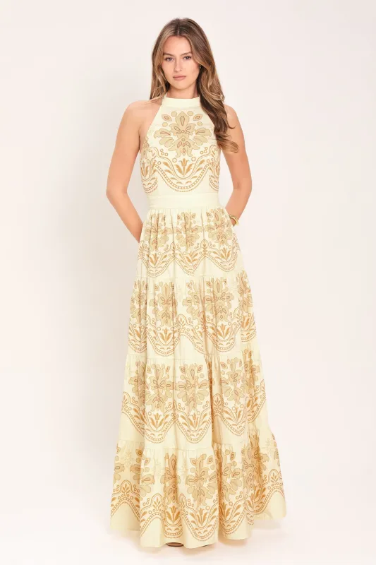 Sicilian Summer Woven Maxi Dress made by Flying Tomato