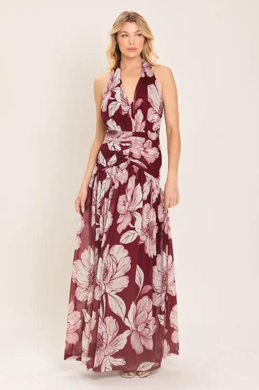 Rosewood Romance Power Mesh Maxi Dress made by Flying Tomato