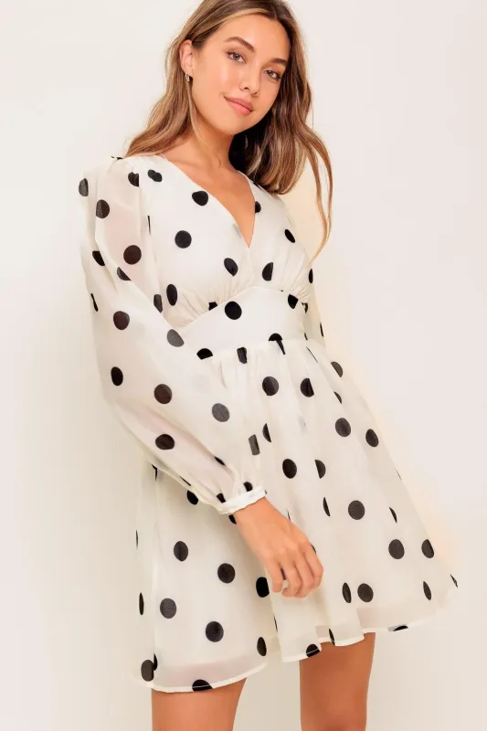 Monroe Dot Chiffon Woven Mini Dress made by Flying Tomato