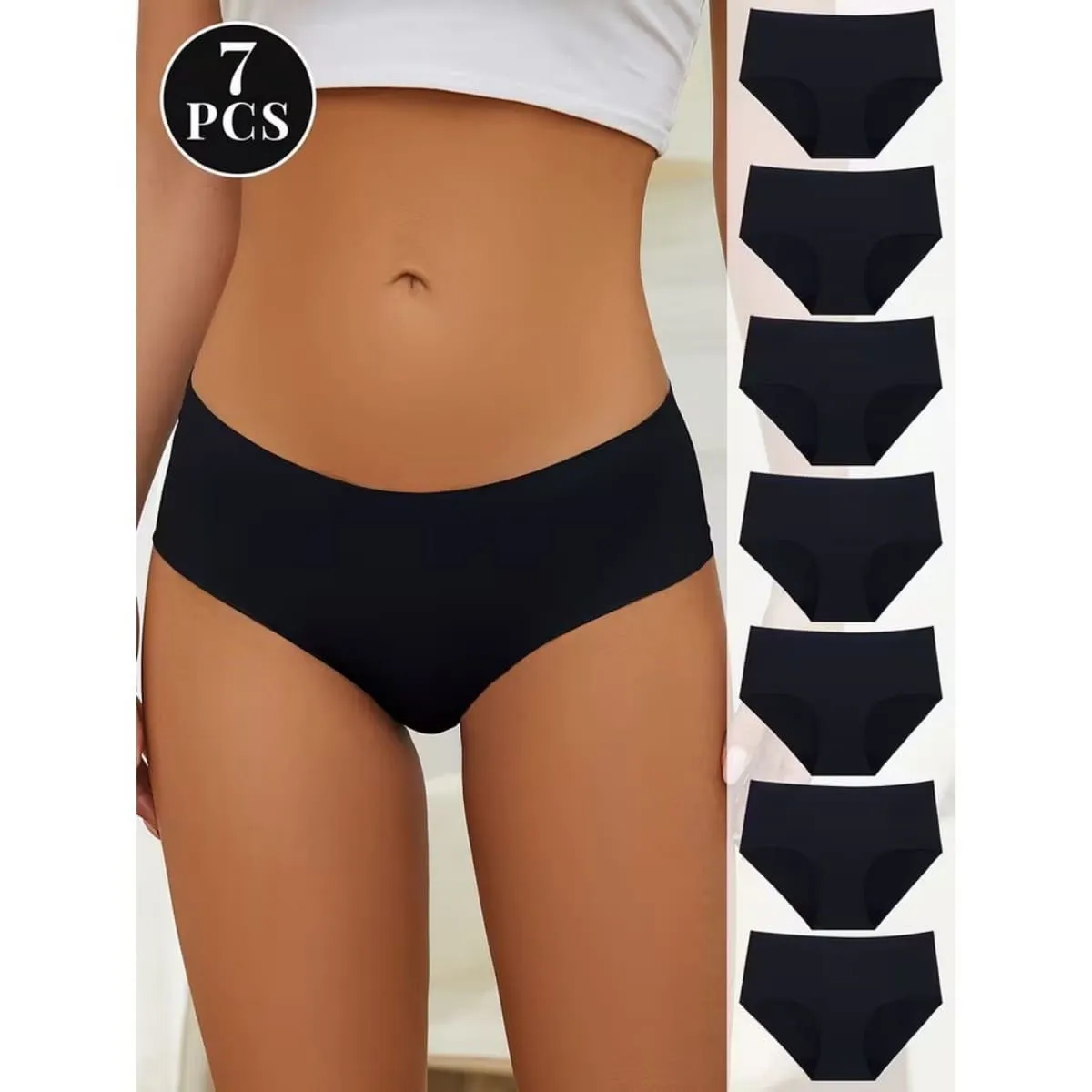 Women's 7 Pieces Solid Color Seamless Hipster Panty Set sold by Zulily