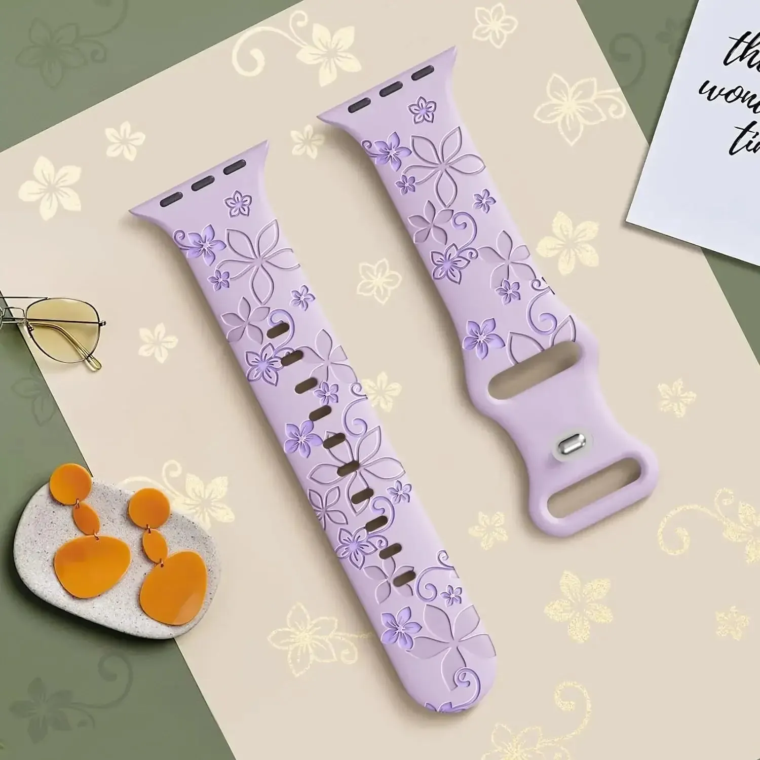 Apple Watch Silicone Band - Durable Floral Design Strap sold by Zulily product image thumbnail 2