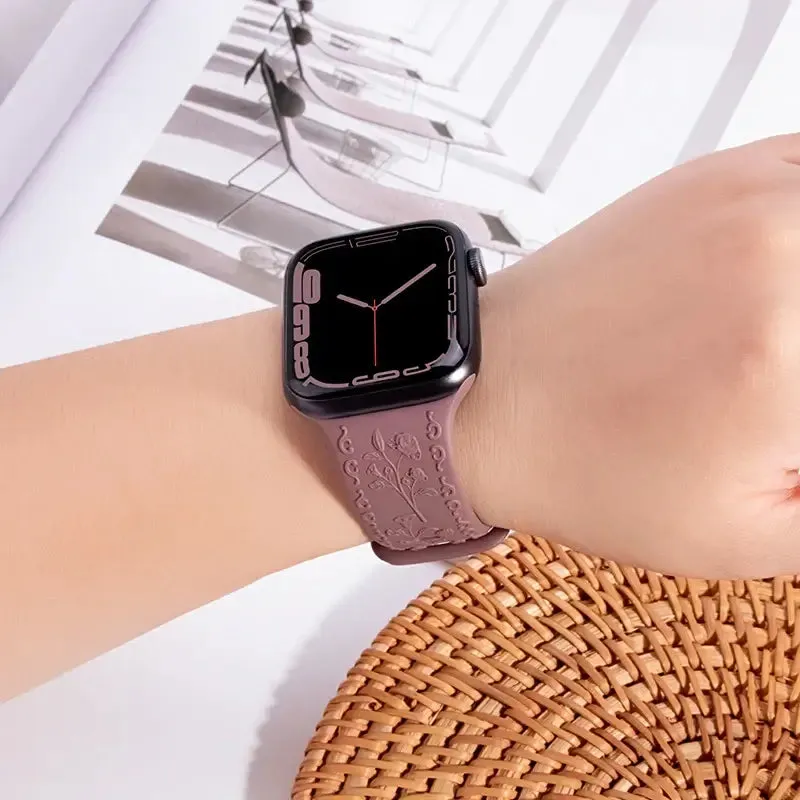 Apple Watch Silicone Band - Floral Engraved - Stylish Design sold by Zulily product image thumbnail 3