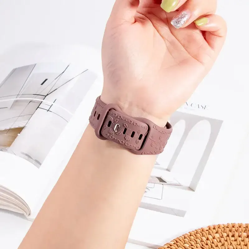 Apple Watch Silicone Band - Floral Engraved - Stylish Design sold by Zulily product image thumbnail 4