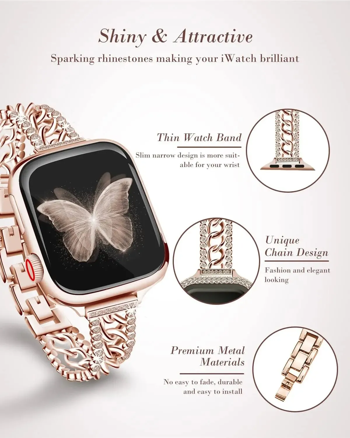Apple Watch Chain Diamond Band - Rhinestone Loop Strap sold by Zulily product image thumbnail 3