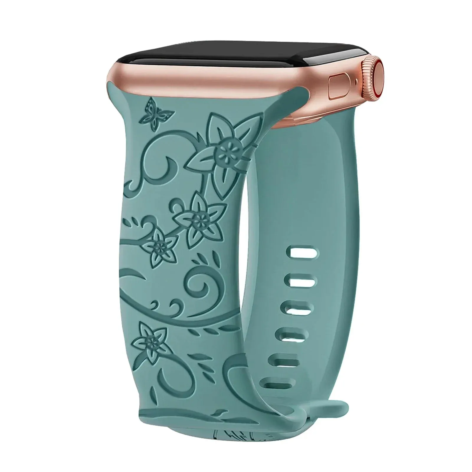 Apple Watch Silicone Strap - Floral Engraved, Soft and Waterproof sold by Zulily product image thumbnail 4