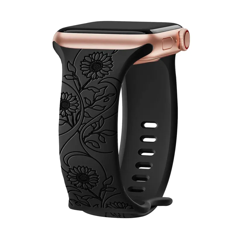 Apple Watch Silicone Strap - Floral Engraved, Soft and Waterproof made by Zulily
