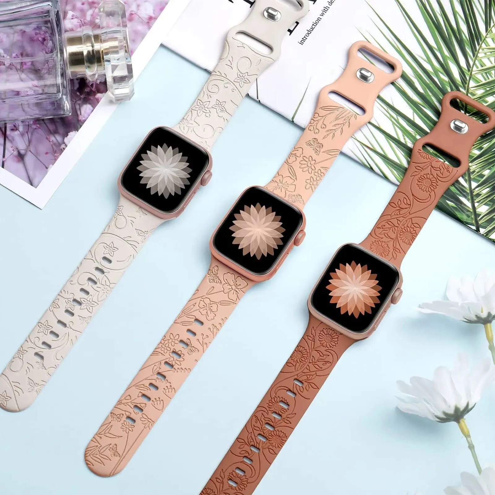 Apple Watch Silicone Strap - Floral Engraved, Soft and Waterproof sold by Zulily product image thumbnail 2