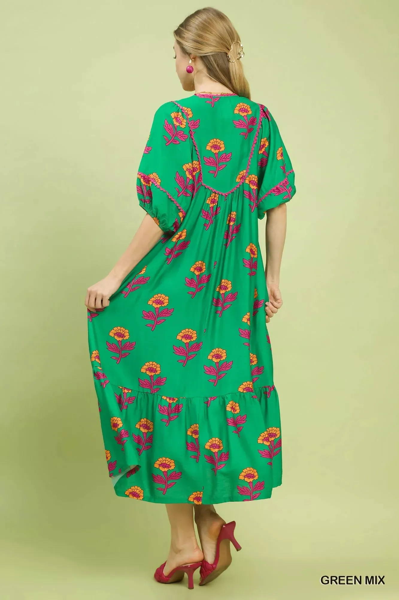 Umgee Floral Print Midi Dress sold by Zulily product image thumbnail 3