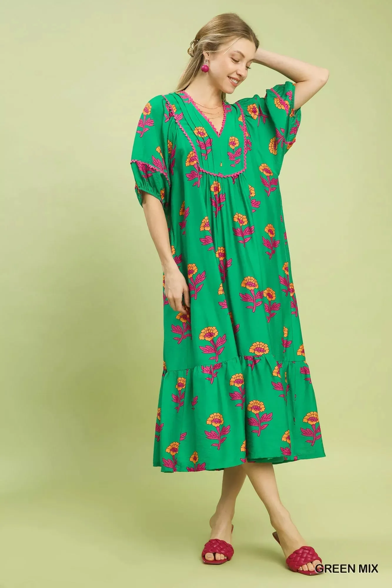 Umgee Floral Print Midi Dress sold by Zulily product image thumbnail 4