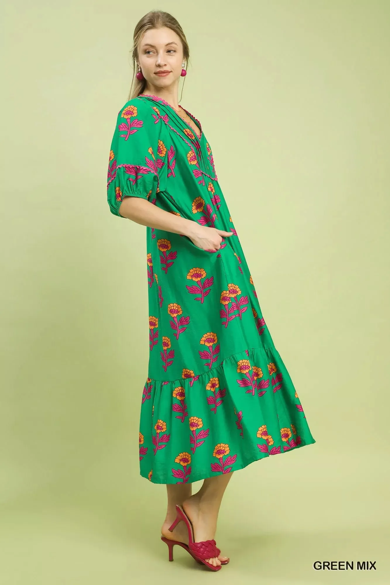 Umgee Floral Print Midi Dress sold by Zulily product image thumbnail 2