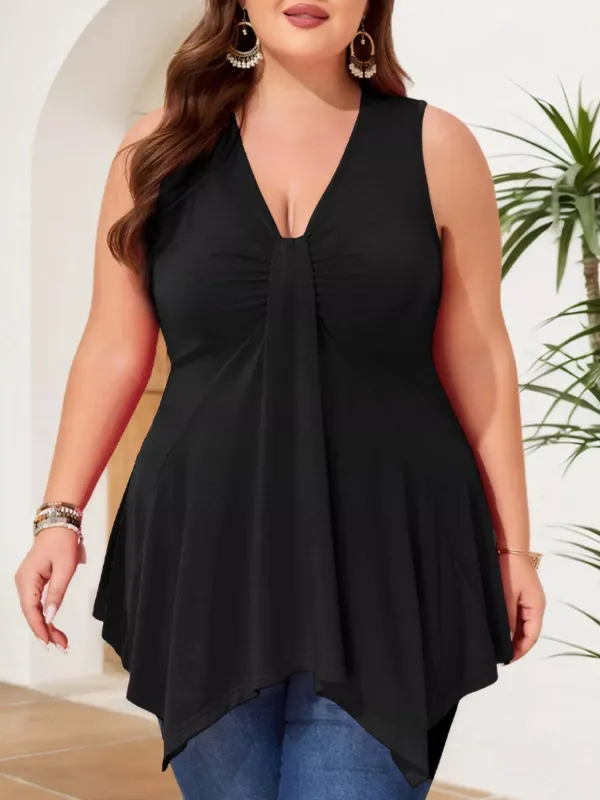 Plus Size V-Neck Ruched Flowy Tank made by Zulily