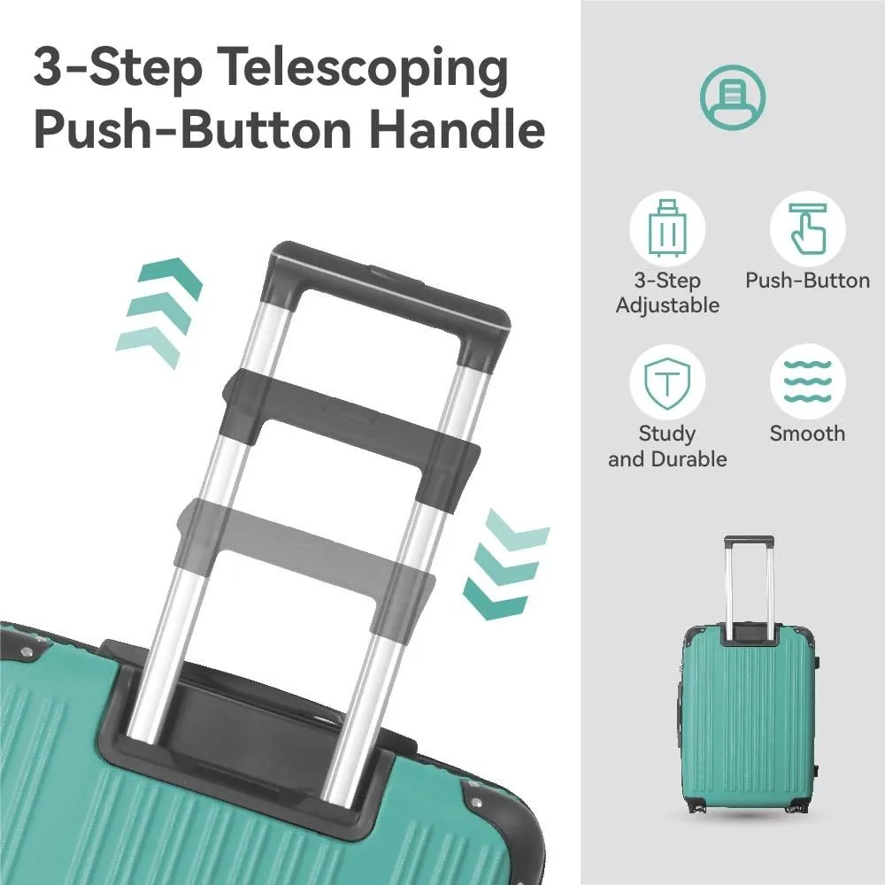 3-Piece Lightweight ABS Hardshell Luggage Set (20", 24", 26") in Fresh Green with Spinner Wheels, TSA Lock, and Adjustable Telescopic Handle - Durable Travel Suitcases sold by Zulily product image thumbnail 2