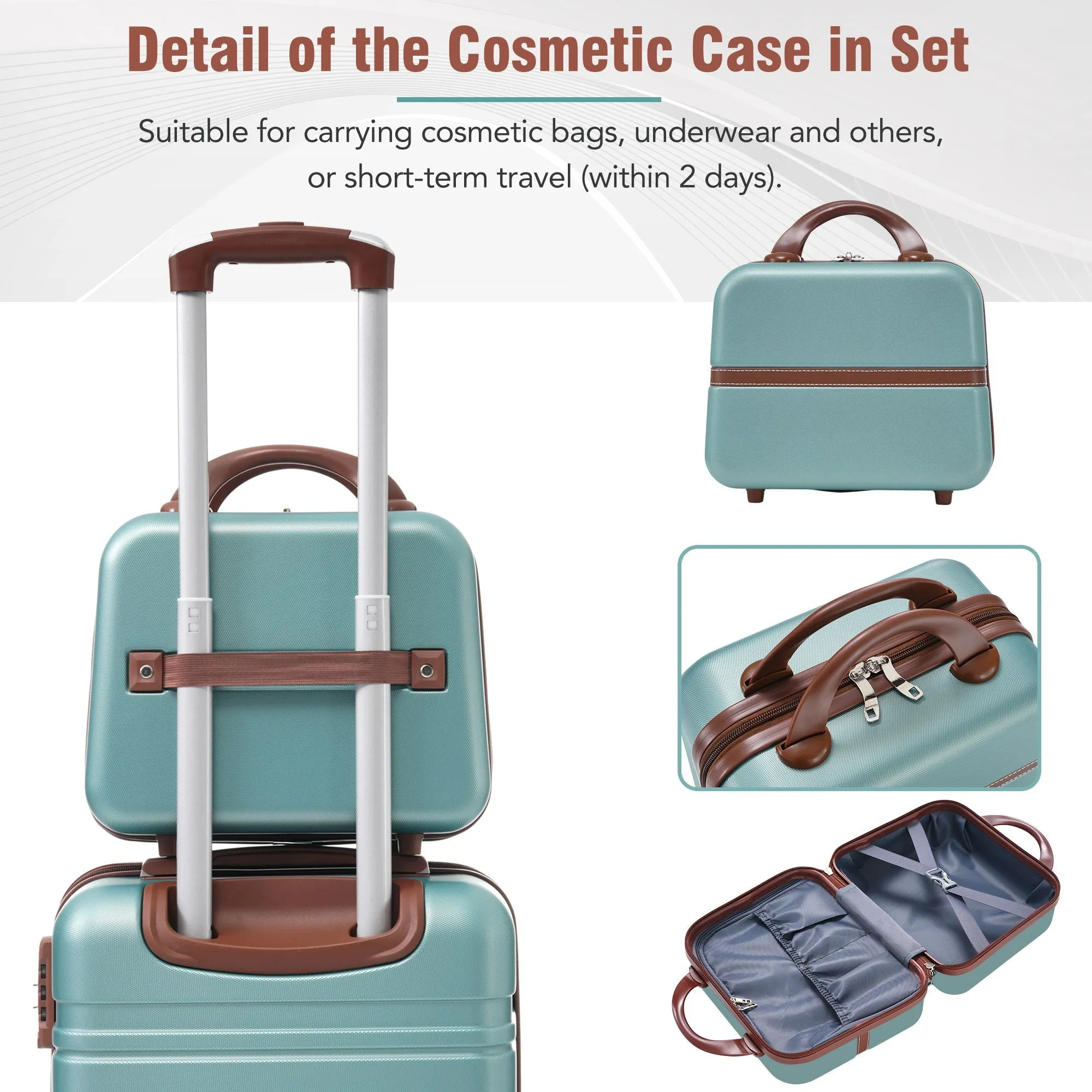 Hardshell Luggage Sets 3 Pieces 20"+24" Luggages and Cosmetic Case Spinner Suitcase with TSA Lock Lightweight,Green sold by Zulily product image thumbnail 3