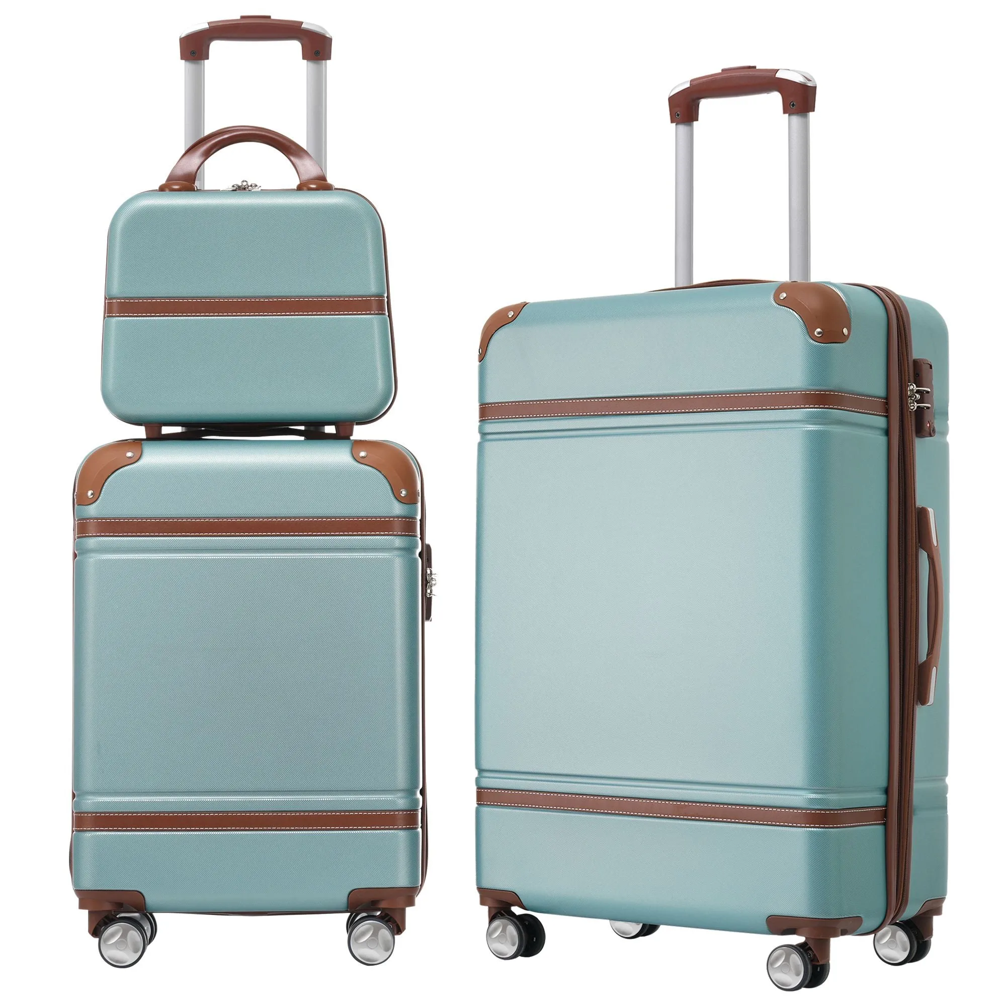 Hardshell Luggage Sets 3 Pieces 20"+24" Luggages and Cosmetic Case Spinner Suitcase with TSA Lock Lightweight,Green sold by Zulily