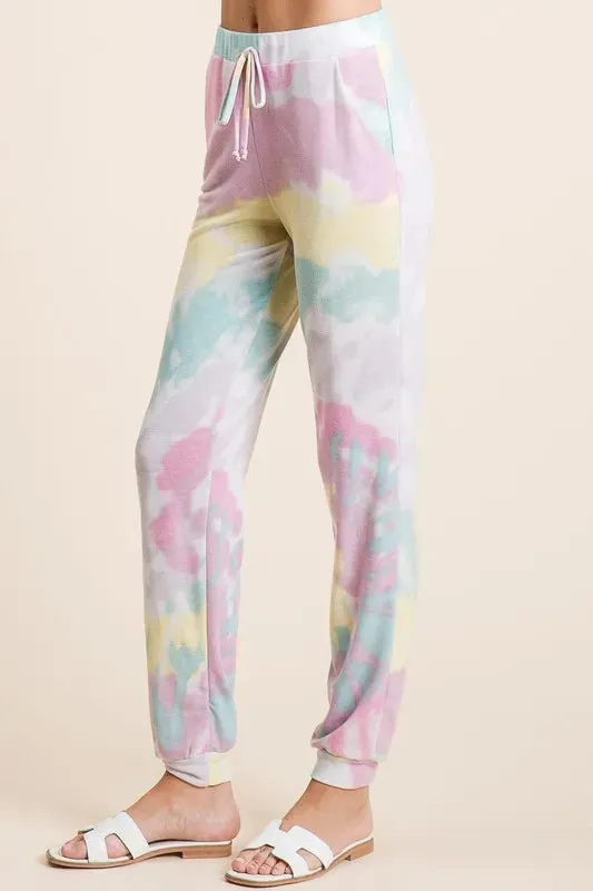 BiBi Tie Dye French Terry Casual Pants made by Zulily