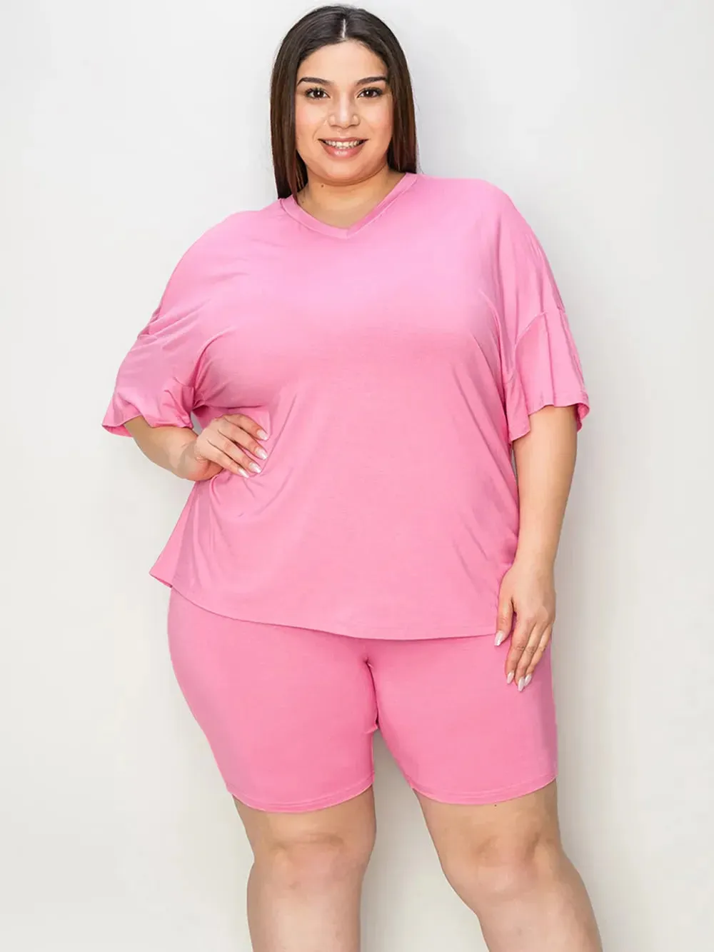 Basic Bae Full Size V-Neck Drop Shoulder T-Shirt and Shorts Set sold by Zulily product image thumbnail 5