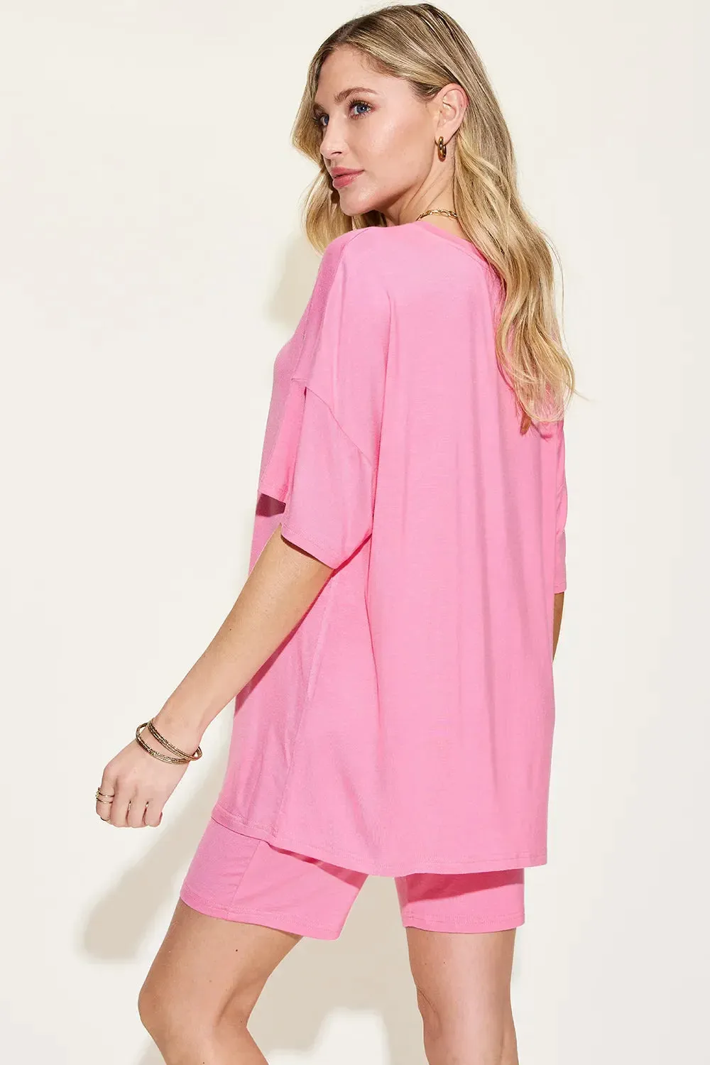 Basic Bae Full Size V-Neck Drop Shoulder T-Shirt and Shorts Set sold by Zulily product image thumbnail 2