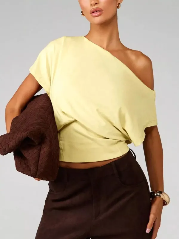 One Shoulder Crop T-Shirt made by Zulily