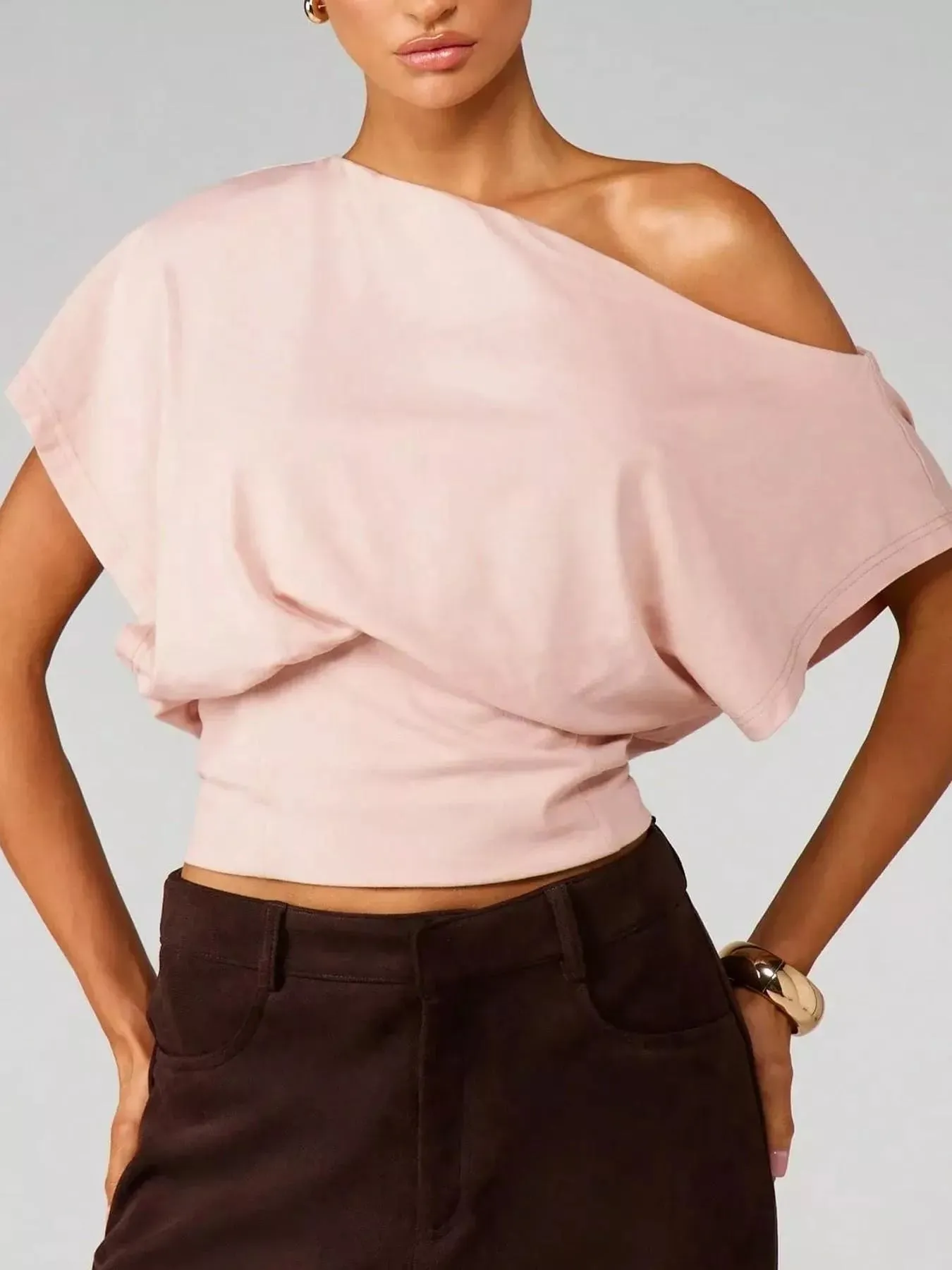 One Shoulder Crop T-Shirt sold by Zulily product image thumbnail 5