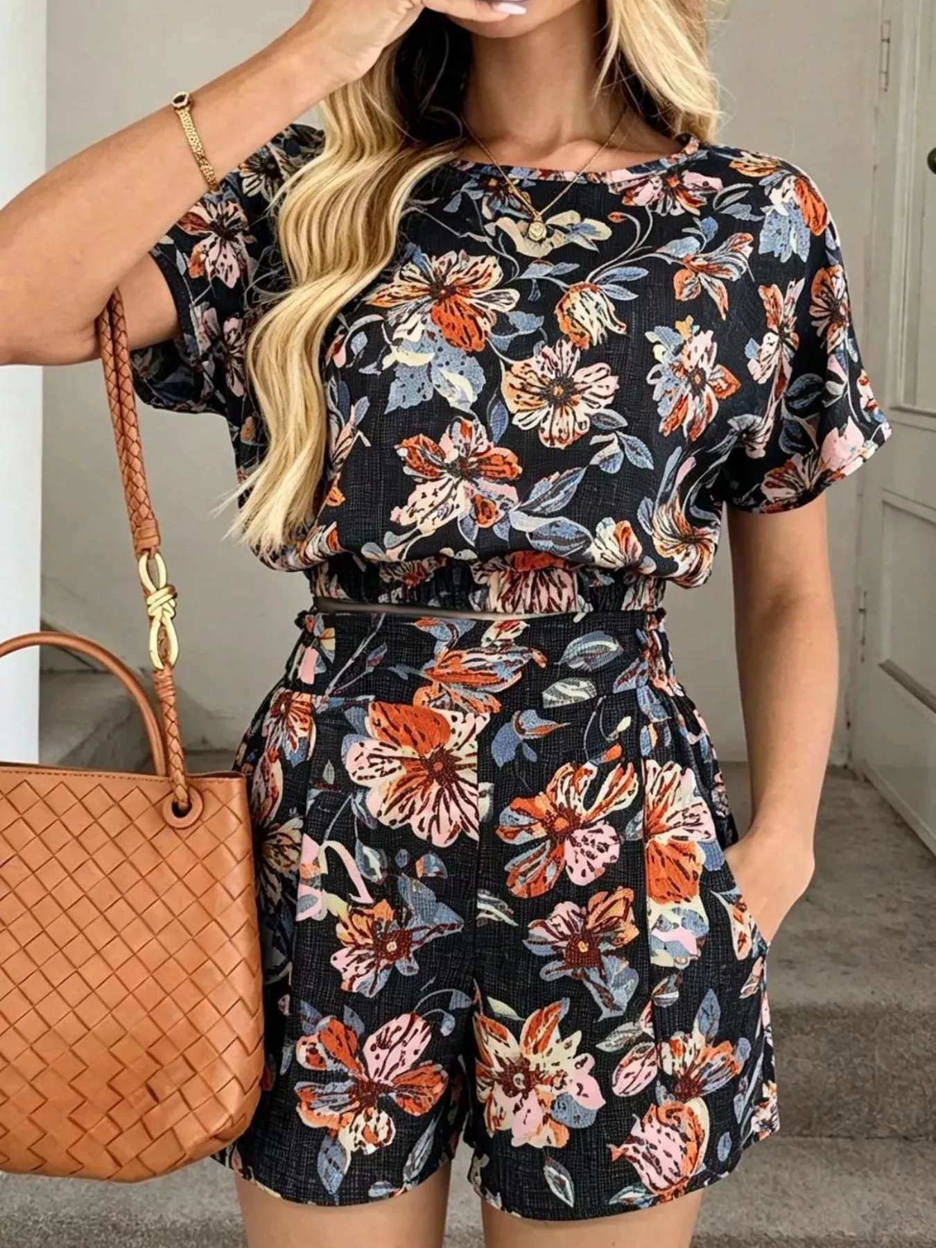 Floral Print Crop Top and Shorts Set sold by Zulily product image thumbnail 5