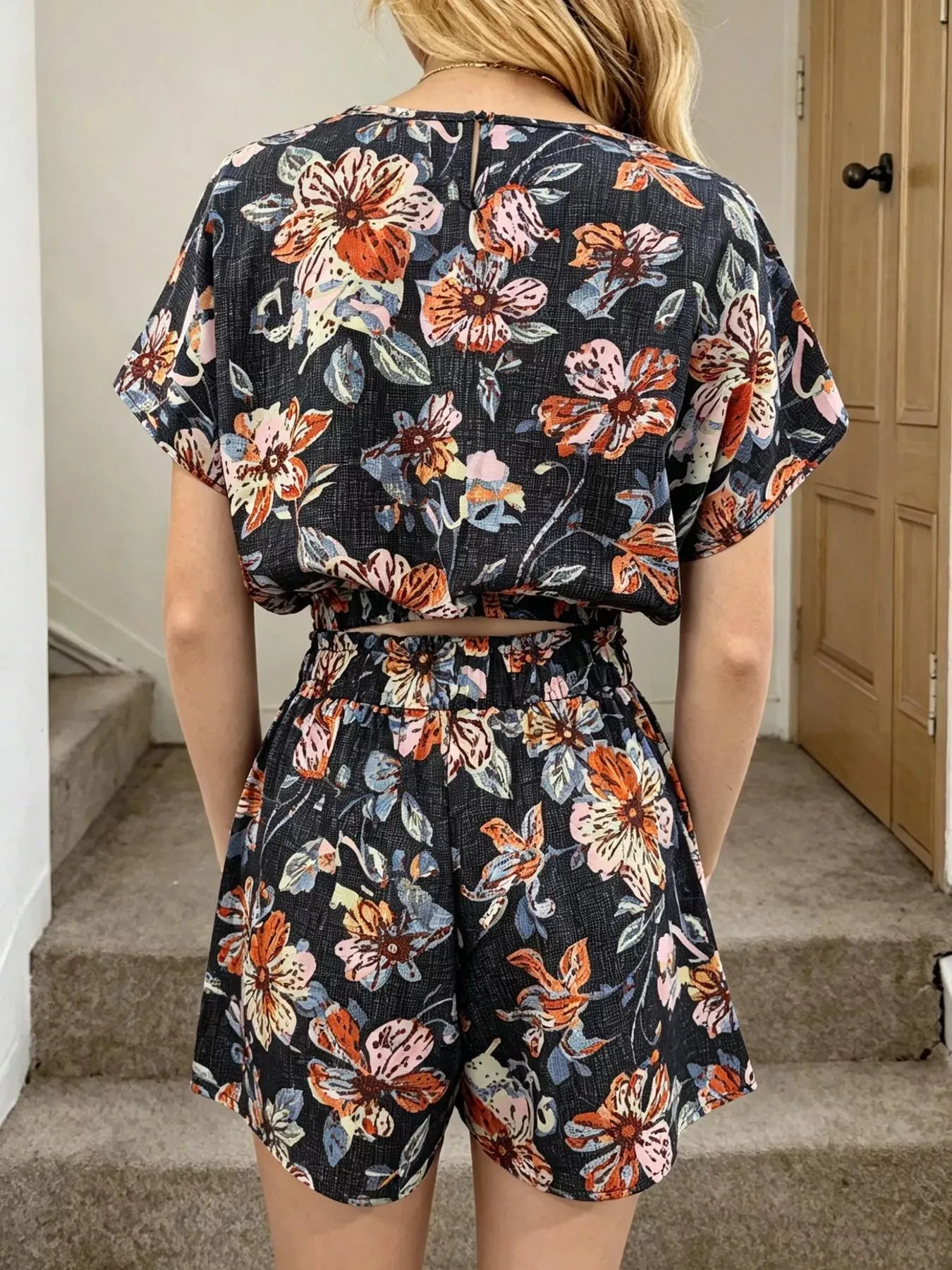 Floral Print Crop Top and Shorts Set sold by Zulily product image thumbnail 3