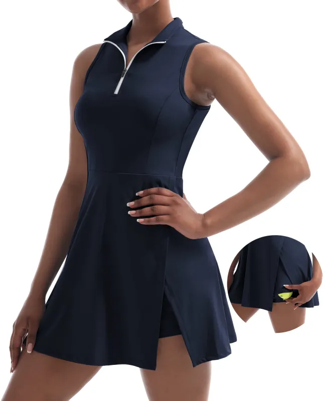 CUGOAO Womens Tennis Dress Golf Dress Workout Dress with Shorts and Pockets for Sleeveless Athletic Dresses Blue made by Zulily