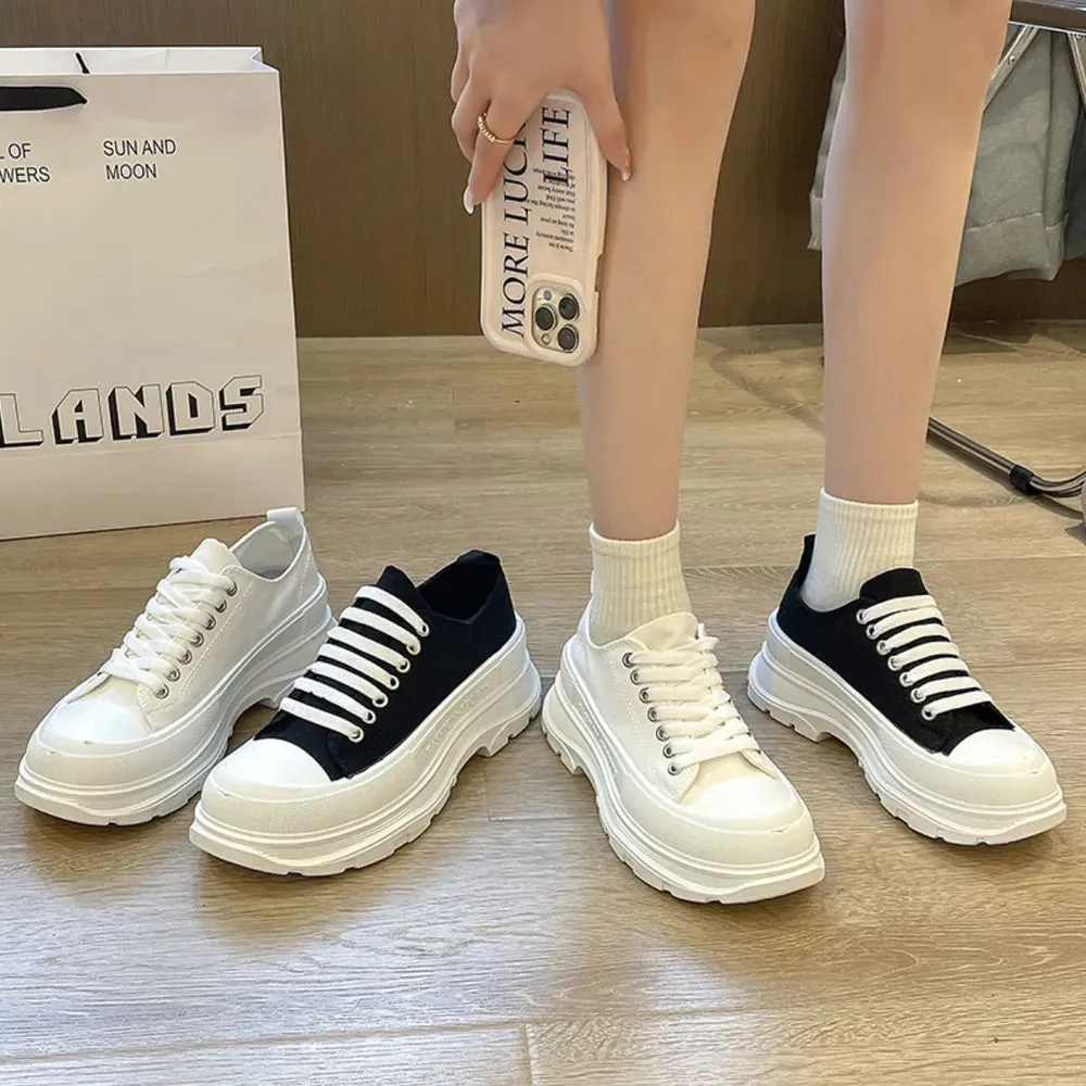Lace-Up Round Toe Platform Sneakers – Canvas Chunky Sole sold by Zulily product image thumbnail 4
